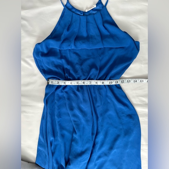 Lush Women Blue Fully Lined Polyester Halter Cinched Waist Mini Dress Size S EUC - Picture 13 of 13